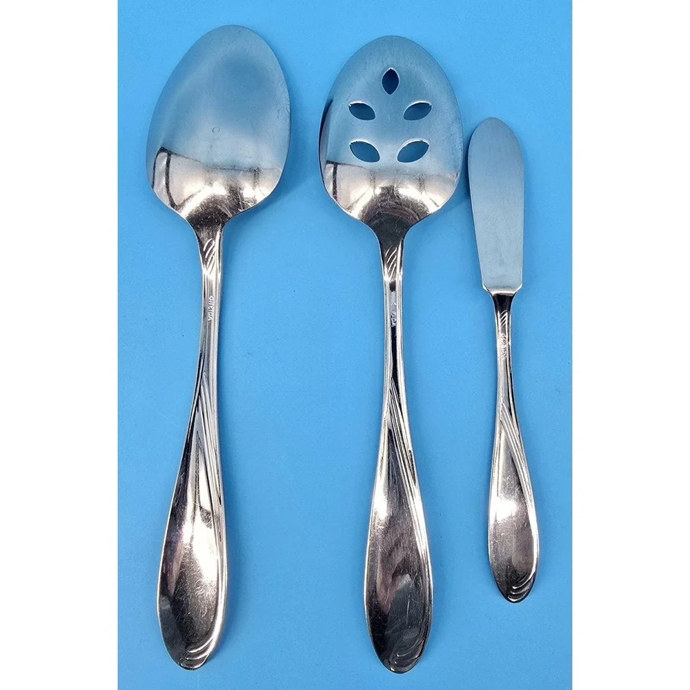 Oneida‎ Camber Cresta Windswept Scroll Serving Spoons and Butter Knife Stainless